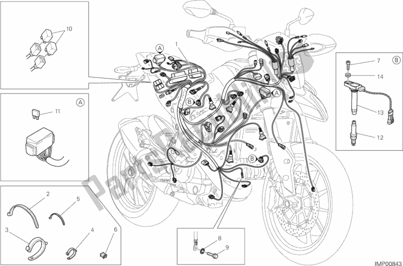 Todas as partes de Chicote De Fiação do Ducati Hypermotard LS Thailand 821 2015